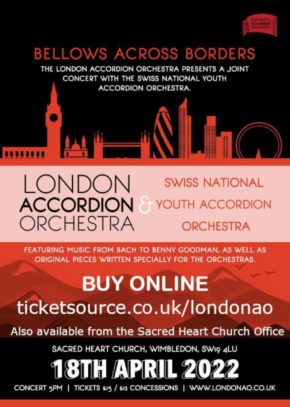 LAO Present a joint concert with the Swiss for their Bellows Across Borders Concert! 18th April 2022