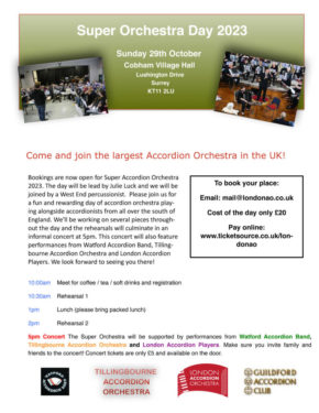 Super Accordion Orchestra Day - Sunday 29th October 2023