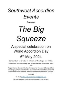 Celebrate World Accordion Day with The Big Squeeze on 6th May 2024 in St Leonards
