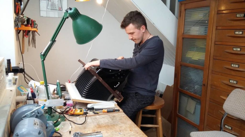 Stefano Oggero repairing in our workshop