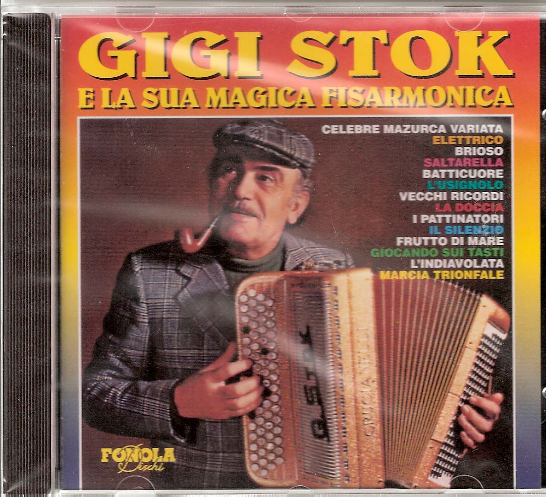 Gigi Stok e la sua Magica Fisarmonica Gigi Stok. The master himself and his ensemble playing some of his greatest hits: Elettrico (Stok), Brioso (Stok), Saltarella (Stok), Batticuore (Nicolucci) Silenzio Fuori Ordinanza (Stok-Mussini), Vecchi Ricordi(Stok), La Doccia (Capitani-Stok), Celebre Mazurka Variata (Migliavacca/Stok)I Pattinatori (Waldteufel), L’Usignolo (Julien), Frutto di Mare (Stok/De Marco), Giocando Sui Tasti (Stok), L`Indiavolata (Stok) Marcia Trionfale from Aida (Verdi- Stok/Mussini)