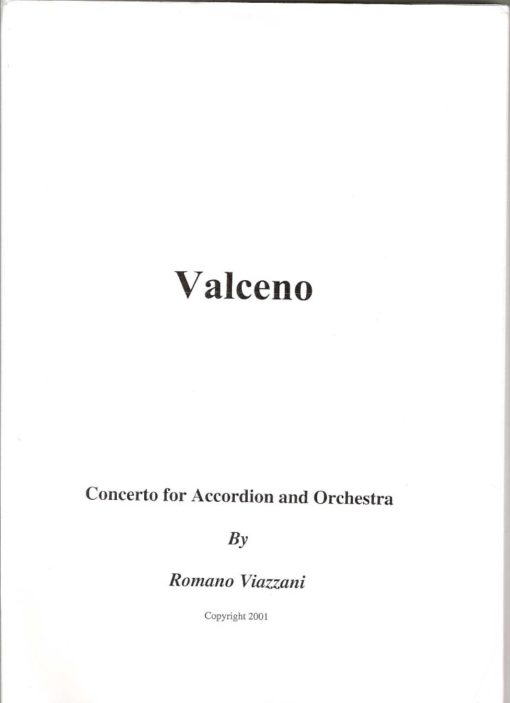 100 page conductor’s score of Romano Viazzani’s 2001 Concerto scored for solo classical accordion, large symphony orchestra and 2-piece classical accordion section as part of the orchestra.