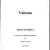 The complete set of parts for Valceno-Concerto for accordion and orchestra: Woodwinds: 2 Flutes (One doubling on bass flute) 1 Piccolo (Doubling on Alto Flute) 2 Oboes 2 Clarinets in Bb 1 Bass Clarinet (Doubling on Eb Clarinet) 2 Basssons 1 Contrabassoon Saxophones: 2 Alto Sax 1 Tenor Sax 1 ! Baritone Sax (Doubling on Alto) 1 Bass Sax (Doubling on Tenor Sax) Brass: 4 French Horns 3 Trumpets 2 Trombones 1 Bass Trobone 1 Tuba Keyboard Instruments: 1 Solo Accordion 2 Accordions 1 Pianoforte Plucked Strings: 1 Harp 1 Acoustic Guitar Strings: 10 Violins I 8 Violins II 6 Violas 6 Cellos 4 Double Basses Percussion 1: 4 Timpani Gong Gran Cassa Percussion 2: Cymbals Wood Block Xylophone Tubular Bells Tambourine Vibraphone Bicycle Bell Castanets Snare Percussion 3 Gran Cassa Snare Drum Kit (Bass Drum, Snare, Hi Hat, Ride Cymbal, Crash Cymbal, Low Tom, Floor Tom) Triangle